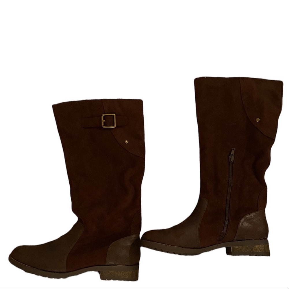 Suede calf boot in brown size 7.5